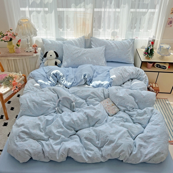 91家纺网 家纺一手货源 找家纺 港岛妹妹 2025新款高克重超柔双层纱四件套 豆蔻