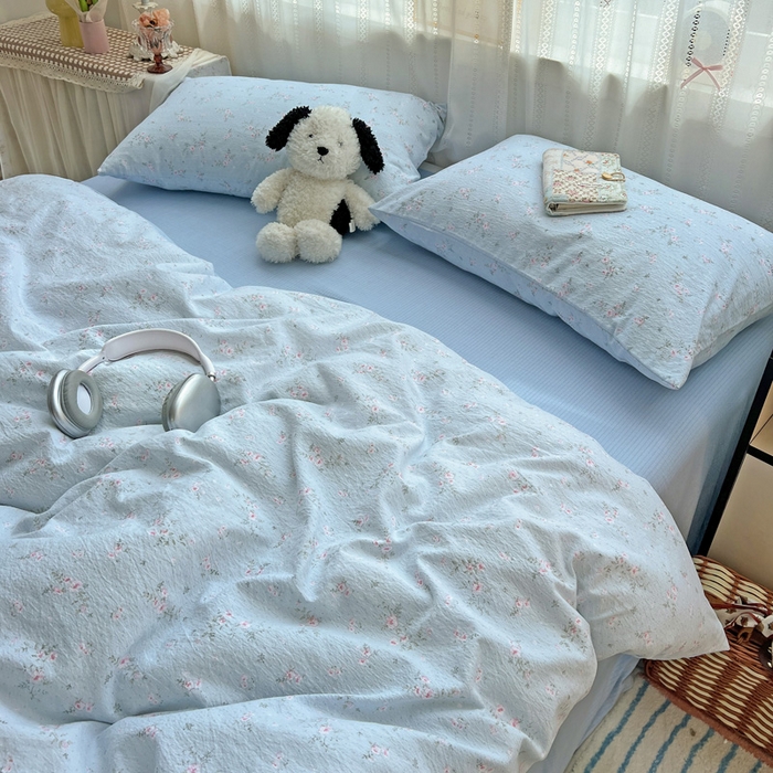 91家纺网 家纺一手货源 找家纺 港岛妹妹 2025新款高克重超柔双层纱四件套 豆蔻