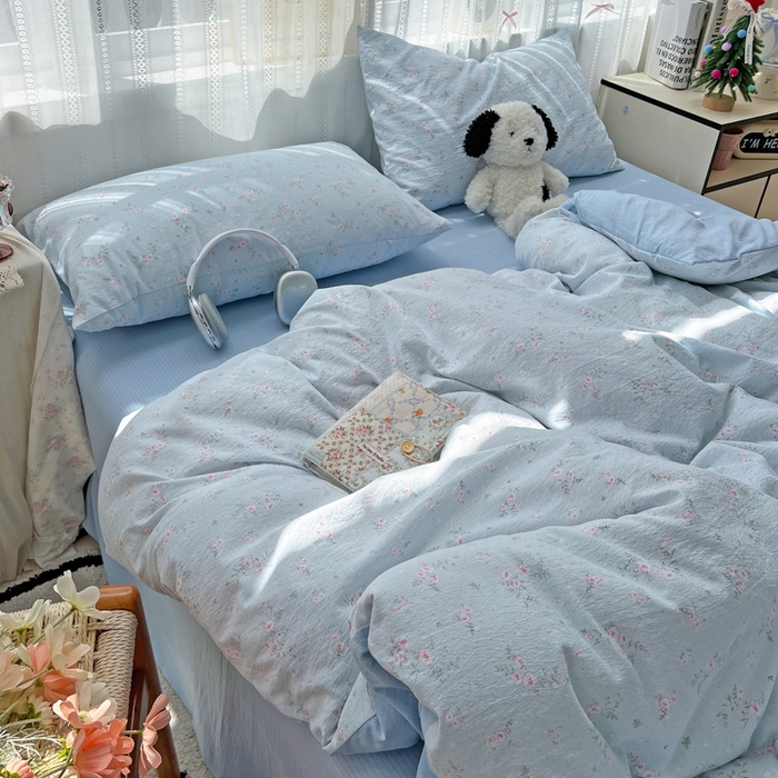 91家纺网 家纺一手货源 找家纺 港岛妹妹 2025新款高克重超柔双层纱四件套 豆蔻