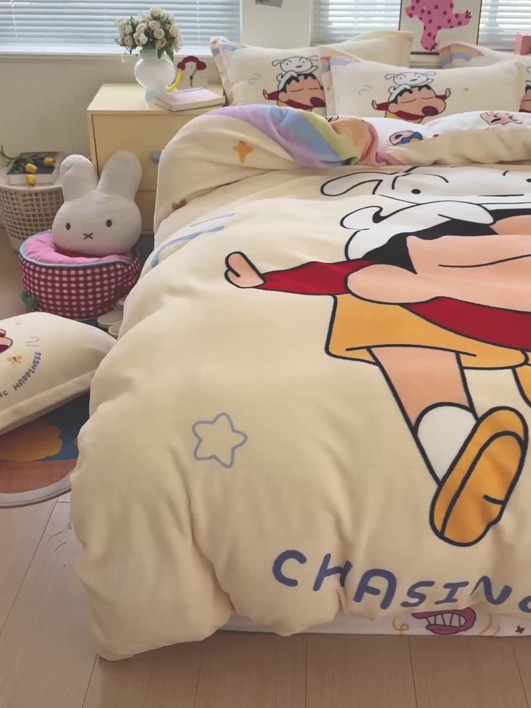 91家纺网 家纺一手货源 找家纺 （总）KT猫直营店 2025新款大版数码印花高克重卡通牛奶绒四件套