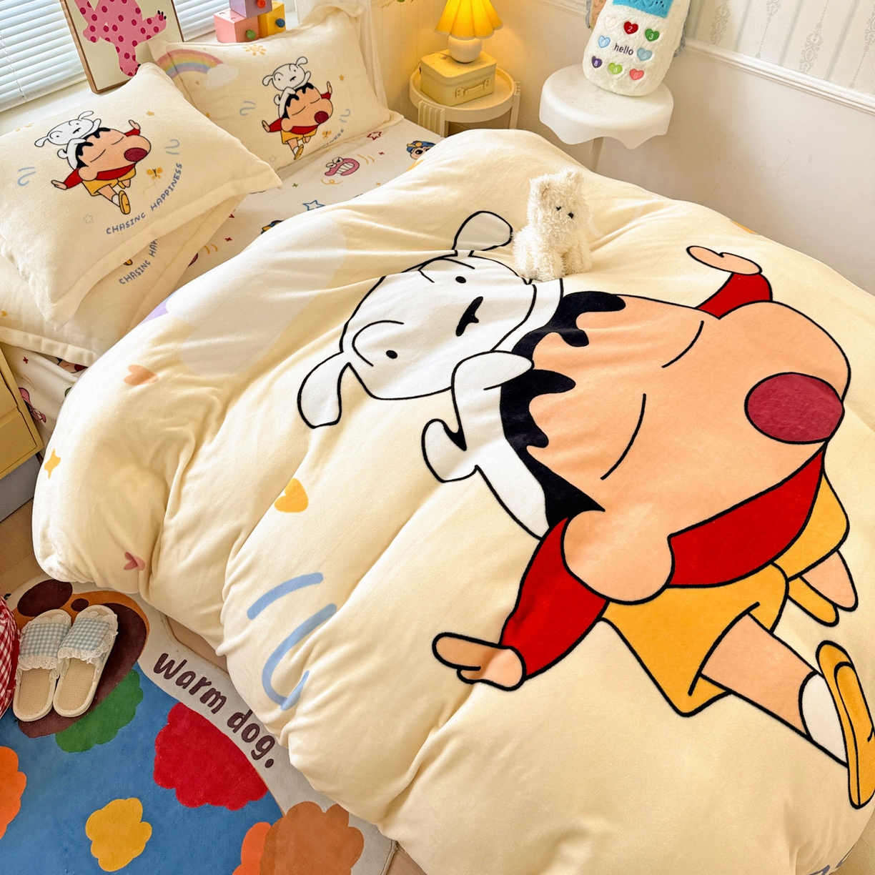 91家纺网 家纺一手货源 找家纺 （总）KT猫直营店 2025新款大版数码印花高克重卡通牛奶绒四件套