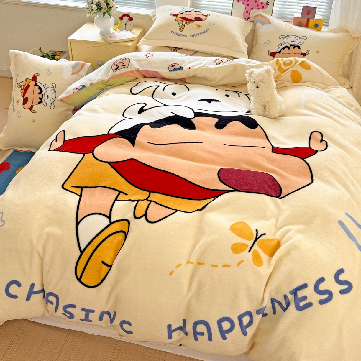 91家纺网 家纺一手货源 找家纺 （总）KT猫直营店 2025新款大版数码印花高克重卡通牛奶绒四件套