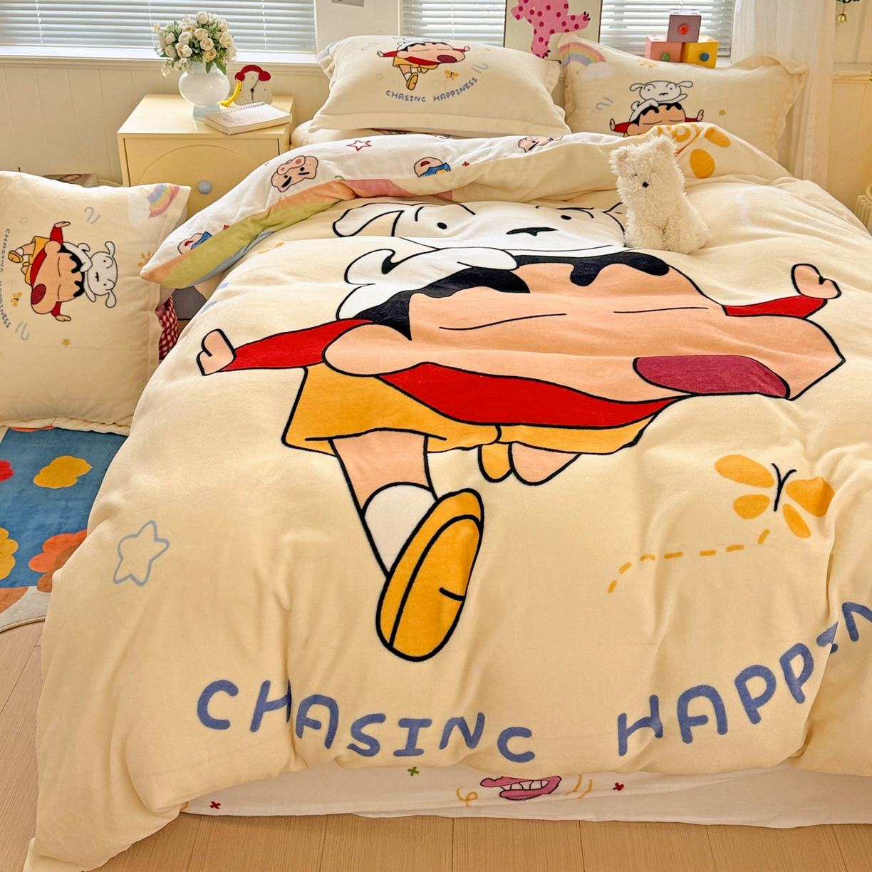 91家纺网 家纺一手货源 找家纺 （总）KT猫直营店 2025新款大版数码印花高克重卡通牛奶绒四件套