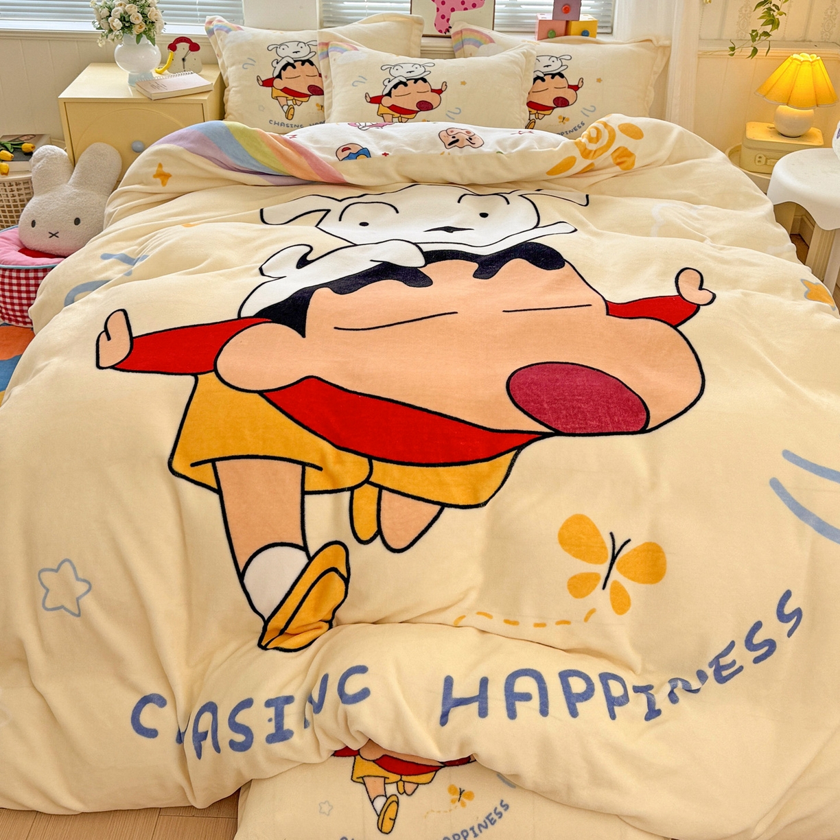 91家纺网 家纺一手货源 找家纺 （总）KT猫直营店 2025新款大版数码印花高克重卡通牛奶绒四件套