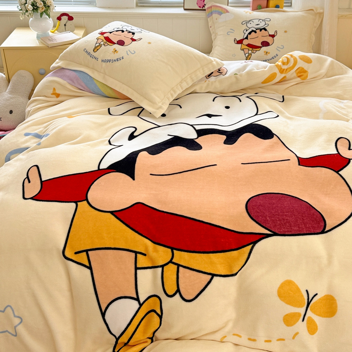 91家纺网 家纺一手货源 找家纺 （总）KT猫直营店 2025新款大版数码印花高克重卡通牛奶绒四件套