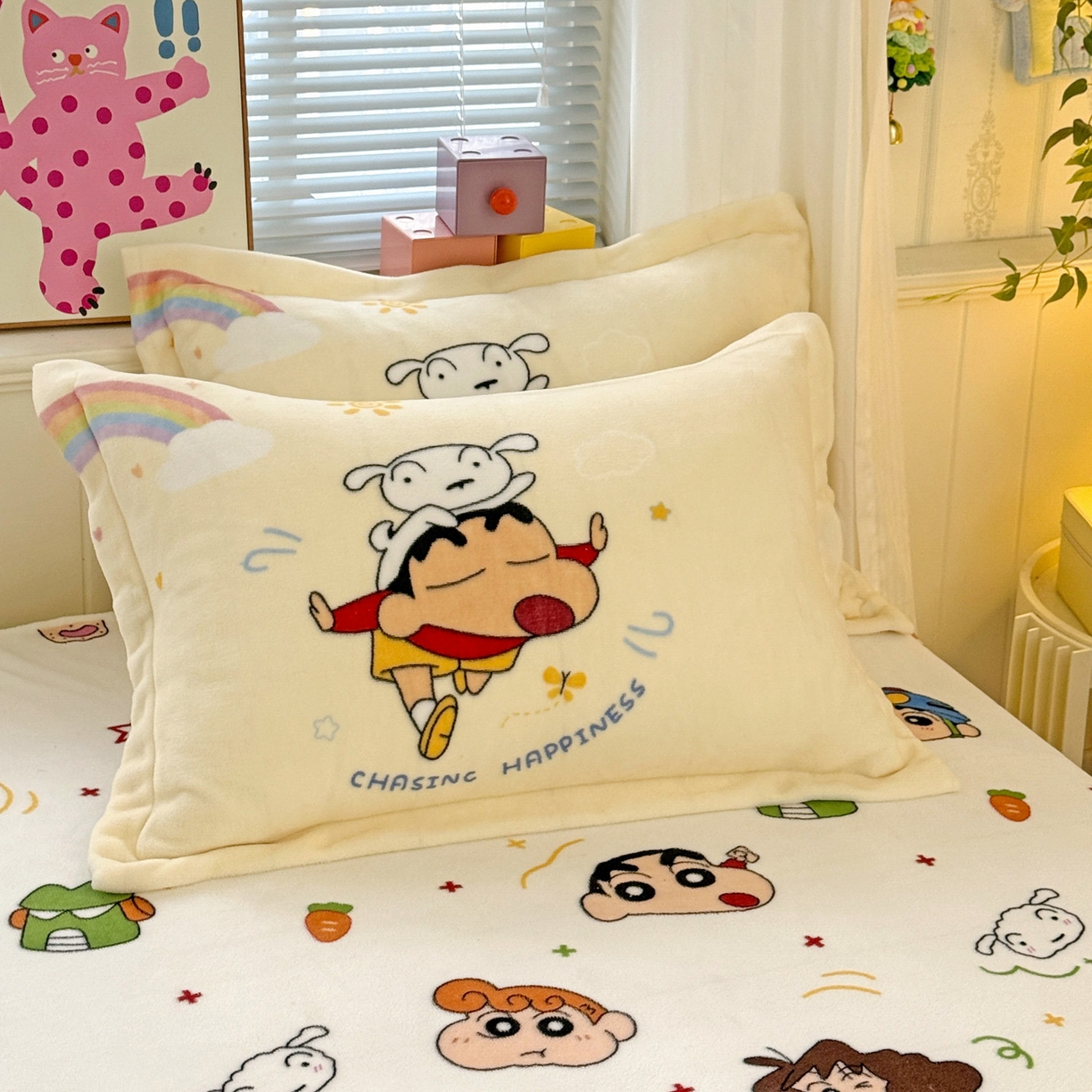 91家纺网 家纺一手货源 找家纺 （总）KT猫直营店 2025新款大版数码印花高克重卡通牛奶绒四件套