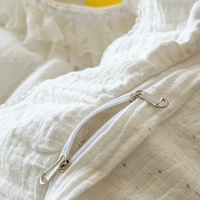 91家纺网 家纺一手货源 找家纺 （总）木楌家居 2025新款全棉纯棉彩点皱皱纱法式大花边四件套