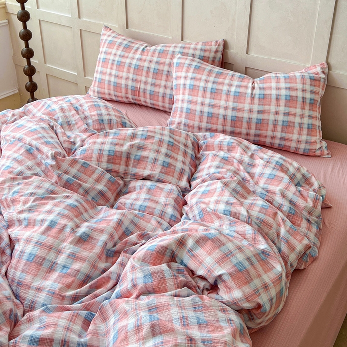 91家纺网 家纺一手货源 找家纺 绒裕家纺 2025学生季直播爆款云感皱皱纱四件套 云舒粉