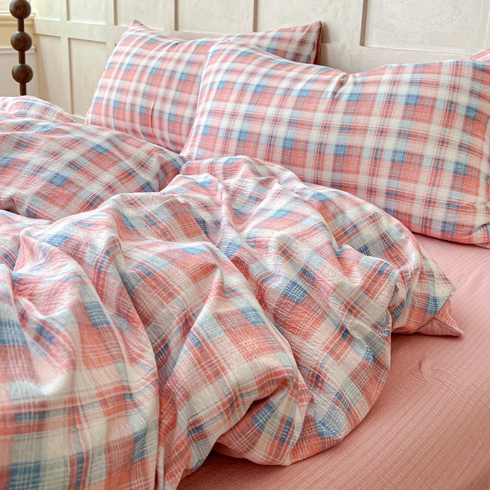 91家纺网 家纺一手货源 找家纺 绒裕家纺 2025学生季直播爆款云感皱皱纱四件套 云舒粉