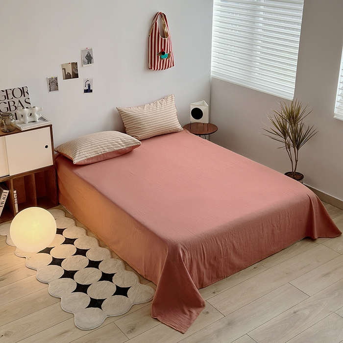 91家纺网 家纺一手货源 找家纺 水洗的故事（原有乐家） 2025新款秋冬全棉贡缎色织提花条纹款四件套 森沐