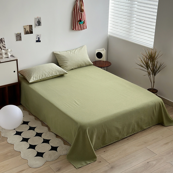 91家纺网 家纺一手货源 找家纺 水洗的故事（原有乐家） 2025新款秋冬全棉贡缎色织提花条纹款四件套 织麦