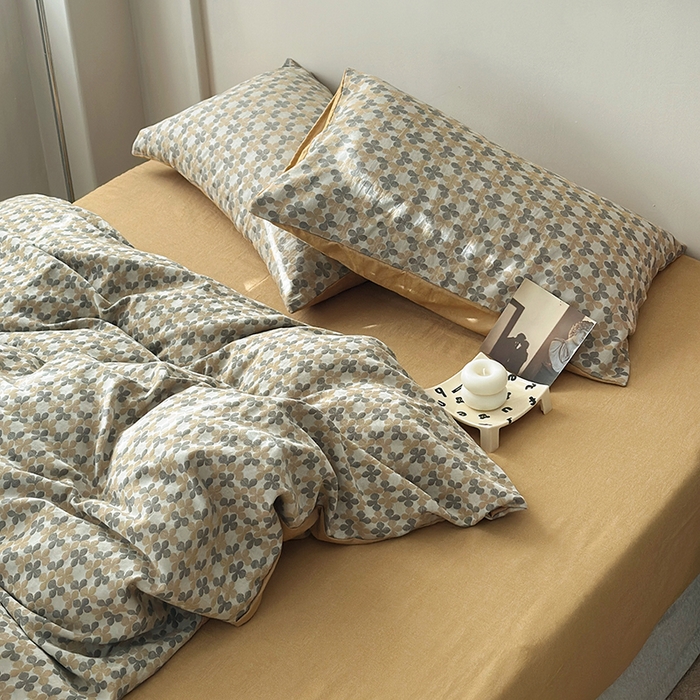 水洗的故事（原有乐家） 2025新款秋冬60s全棉贡缎色织大提花四件套 四月里-燕麦