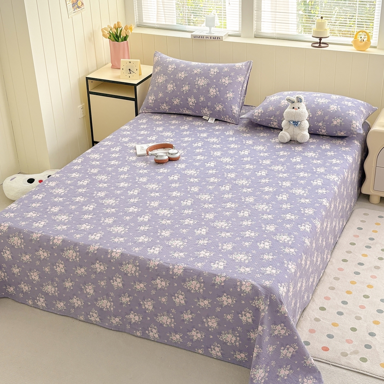 91家纺网 家纺一手货源 找家纺 （总）青泽家纺 2025新款双层纱床单单品床单单件单床单