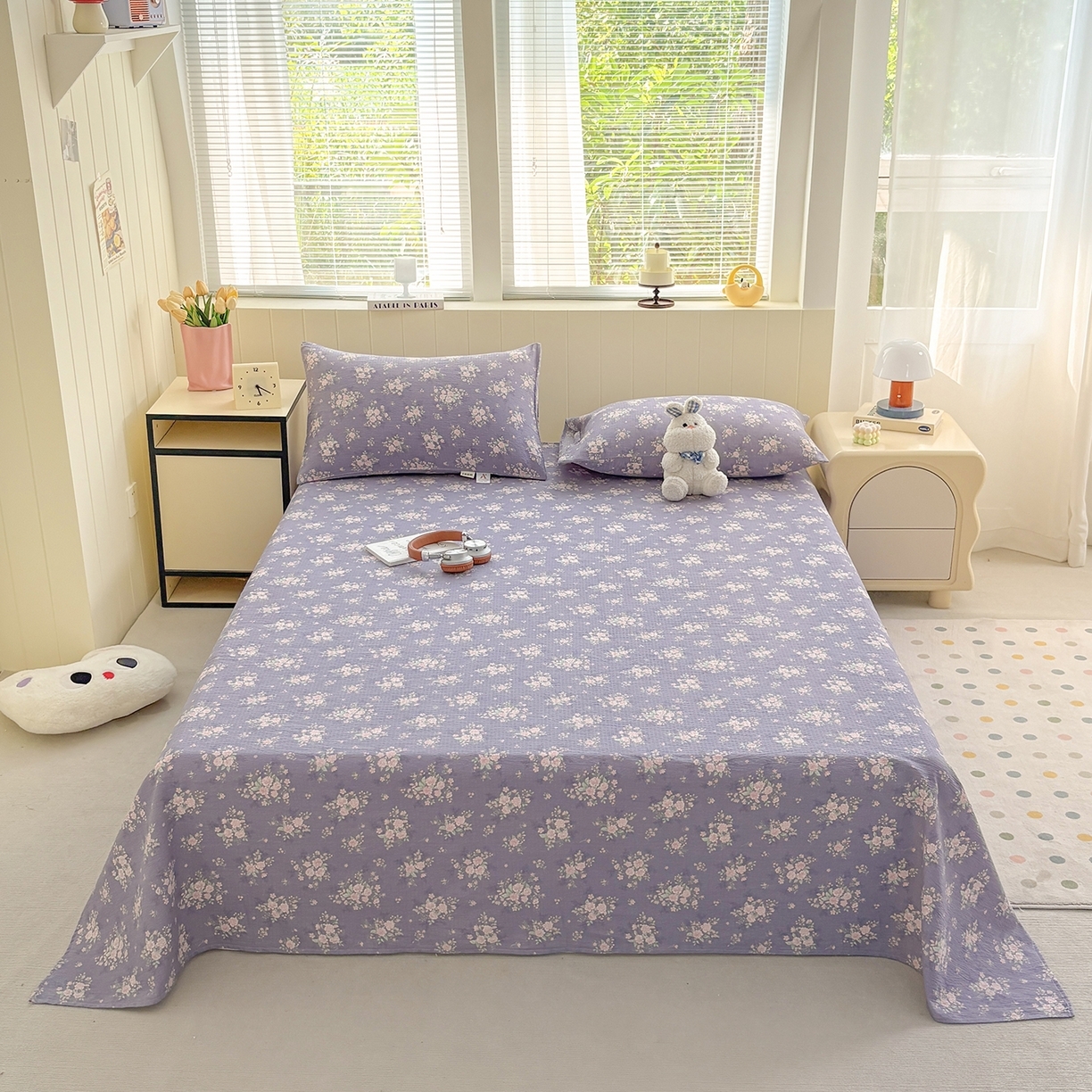 91家纺网 家纺一手货源 找家纺 （总）青泽家纺 2025新款双层纱床单单品床单单件单床单