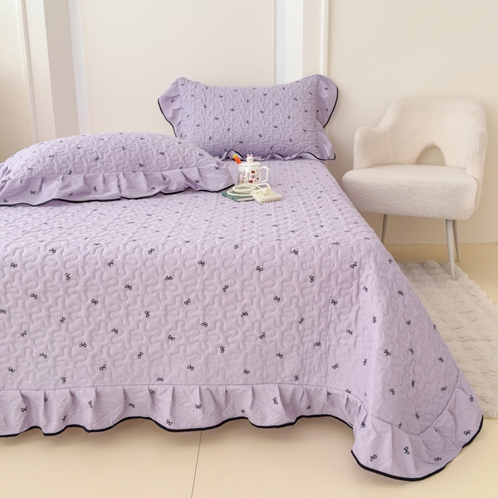 91家纺网 家纺一手货源 找家纺 （总）999家纺 2025秋冬新款A类云感原麻双层纱床盖三件套四季通用炕盖夹棉床单床褥(提供买家秀)