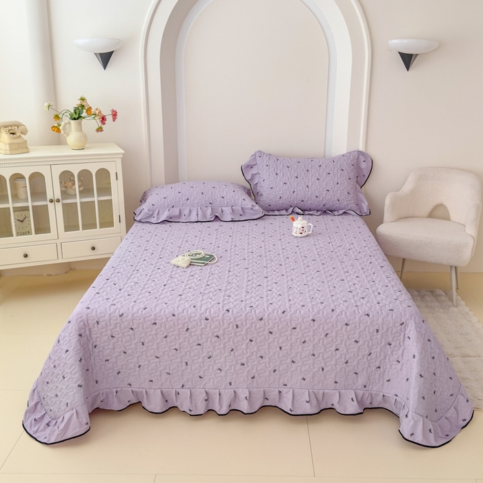 91家纺网 家纺一手货源 找家纺 （总）999家纺 2025秋冬新款A类云感原麻双层纱床盖三件套四季通用炕盖夹棉床单床褥(提供买家秀)