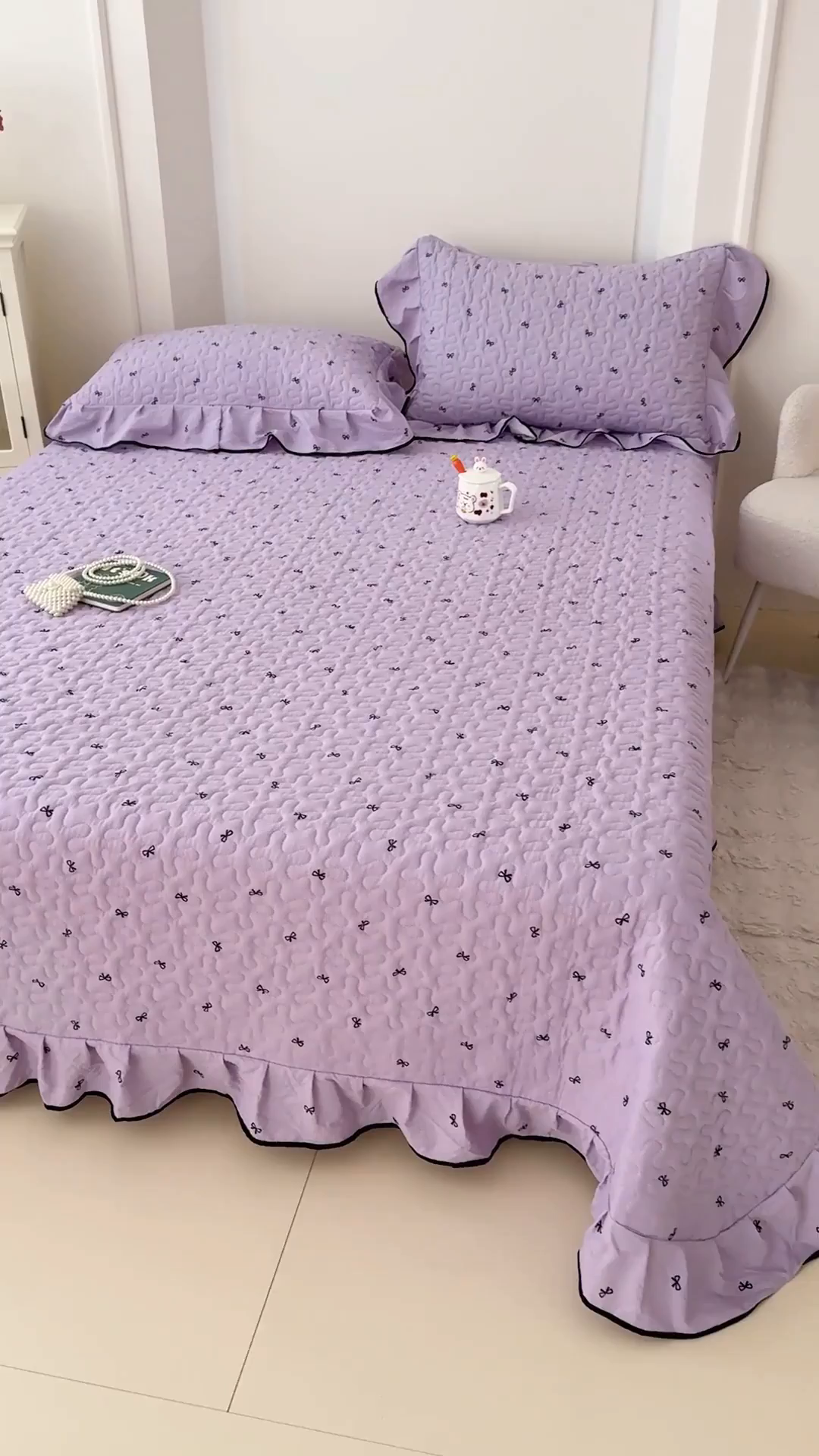 91家纺网 家纺一手货源 找家纺 （总）999家纺 2025秋冬新款A类云感原麻双层纱床盖三件套四季通用炕盖夹棉床单床褥(提供买家秀)