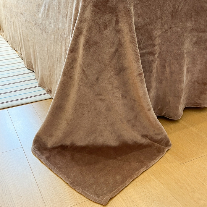 91家纺网 家纺一手货源 找家纺 桃子家居 2025新款A类ins简约奢尚渐变复古格子加厚牛奶绒四件套 绒-苏格蓝棕