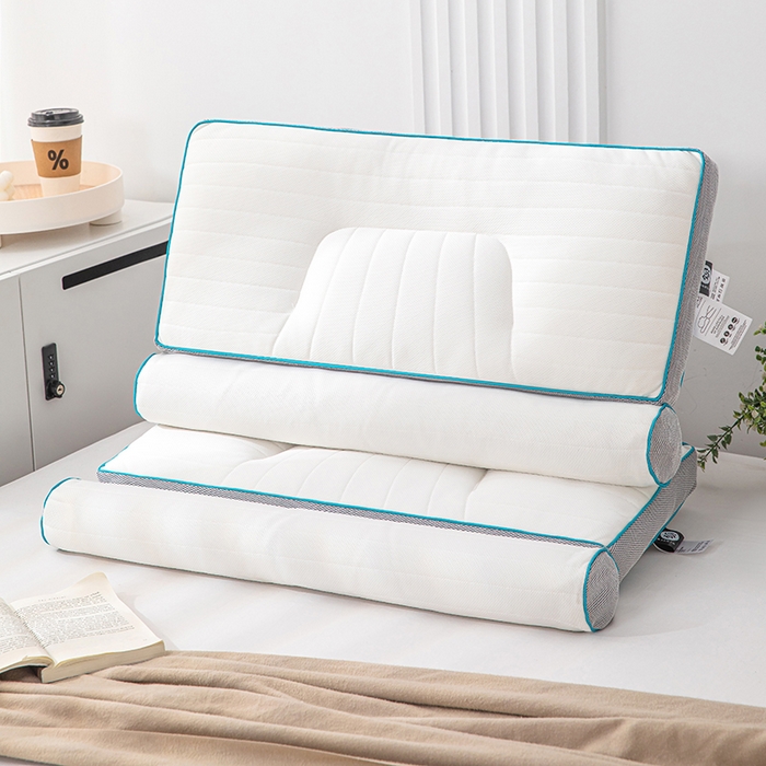 91家纺网 家纺一手货源 找家纺 （总）仁宇枕业 2025新款新品 荞麦乳胶牵引两用护颈椎枕头枕芯