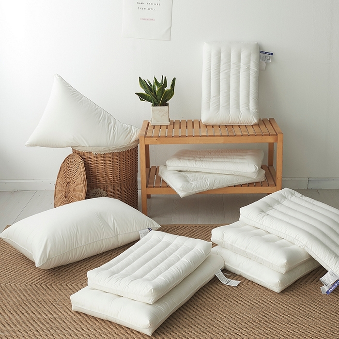 91家纺网 家纺一手货源 找家纺 （总）仁宇枕业 2025新款新品 全棉纯白圆角酒店低枕头枕芯