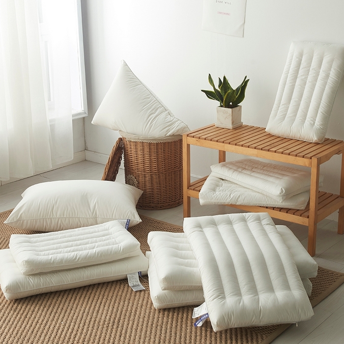 91家纺网 家纺一手货源 找家纺 （总）仁宇枕业 2025新款新品 全棉纯白圆角酒店低枕头枕芯