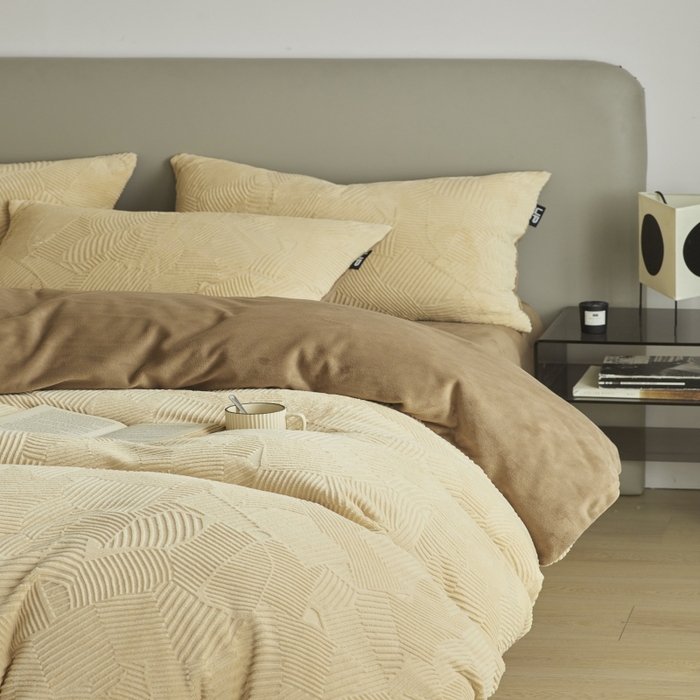 千朵森 2025新款亲肤舒适烂花全消光牛奶绒四件套-梵静 梵静-奶茶咖