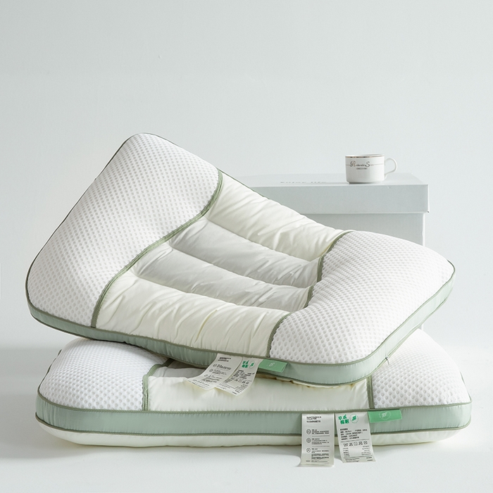 91家纺网 家纺一手货源 找家纺 （总）仁宇枕业 2025新款新品 全棉贡缎绿色决明子枕头枕芯