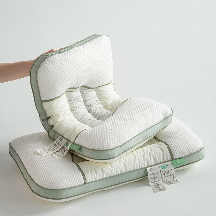 91家纺网 家纺一手货源 找家纺 （总）仁宇枕业 2025新款新品 全棉贡缎绿色决明子枕头枕芯