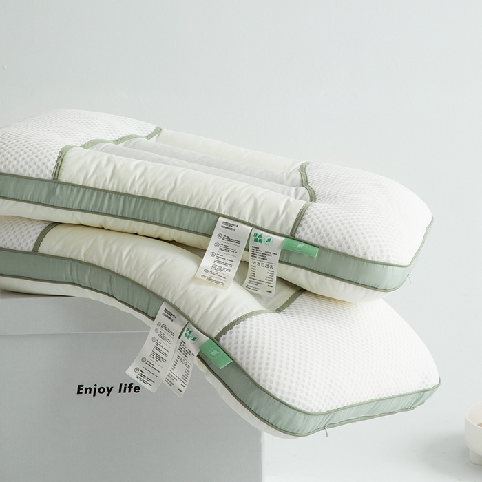 91家纺网 家纺一手货源 找家纺 （总）仁宇枕业 2025新款新品 全棉贡缎绿色决明子枕头枕芯