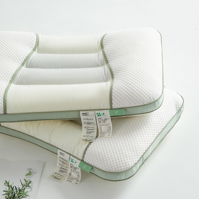 91家纺网 家纺一手货源 找家纺 （总）仁宇枕业 2025新款新品 全棉贡缎绿色决明子枕头枕芯