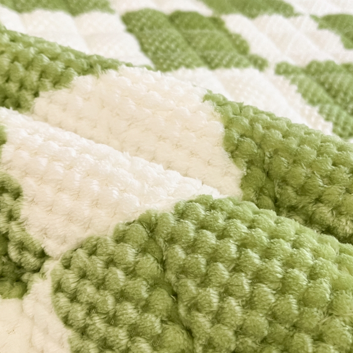 91家纺网 家纺一手货源 找家纺 欧邦 2025新款加厚菠萝格豆豆绒夹棉床笠 床笠单件 菠萝格-绿色