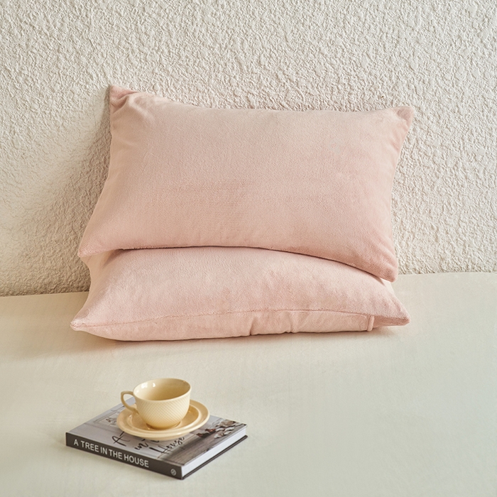 千朵森 2025新款纯色牛奶绒枕套-芙妮系列单品枕套单件枕套 芙妮-香草粉