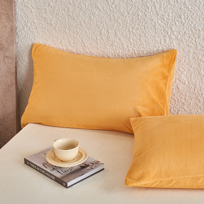 91家纺网 家纺一手货源 找家纺 千朵森 2025新款纯色牛奶绒枕套-芙妮系列单品枕套单件枕套 芙妮-向阳黄
