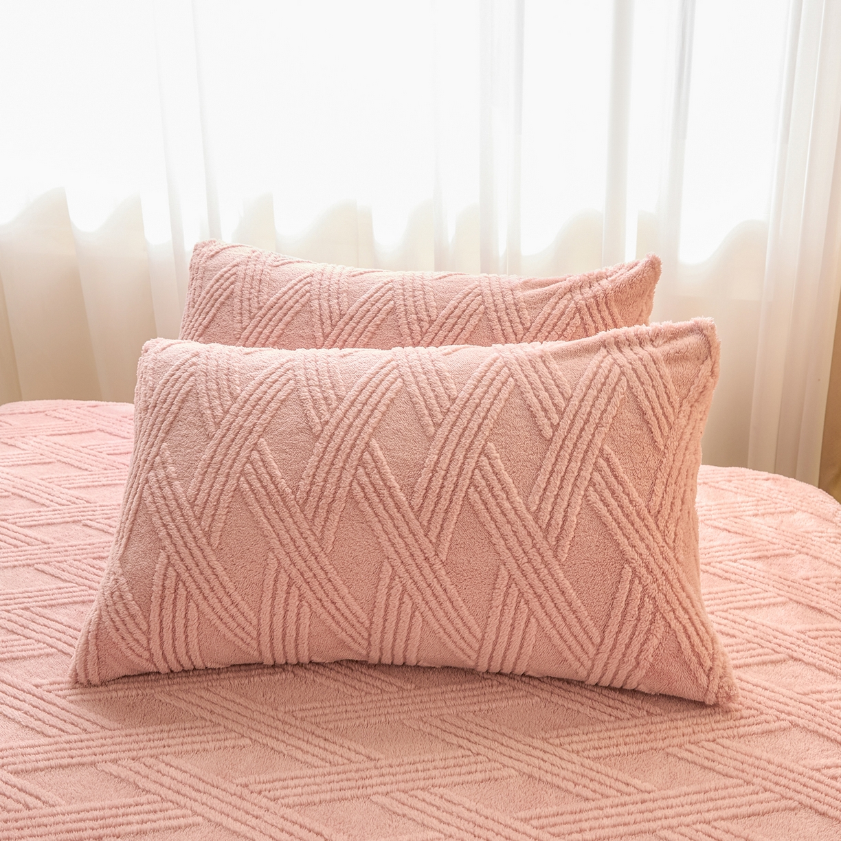 91家纺网 家纺一手货源 找家纺 （总）欧邦 2025新款跨境提花塔芙绒单床笠 床笠单件-素简系列