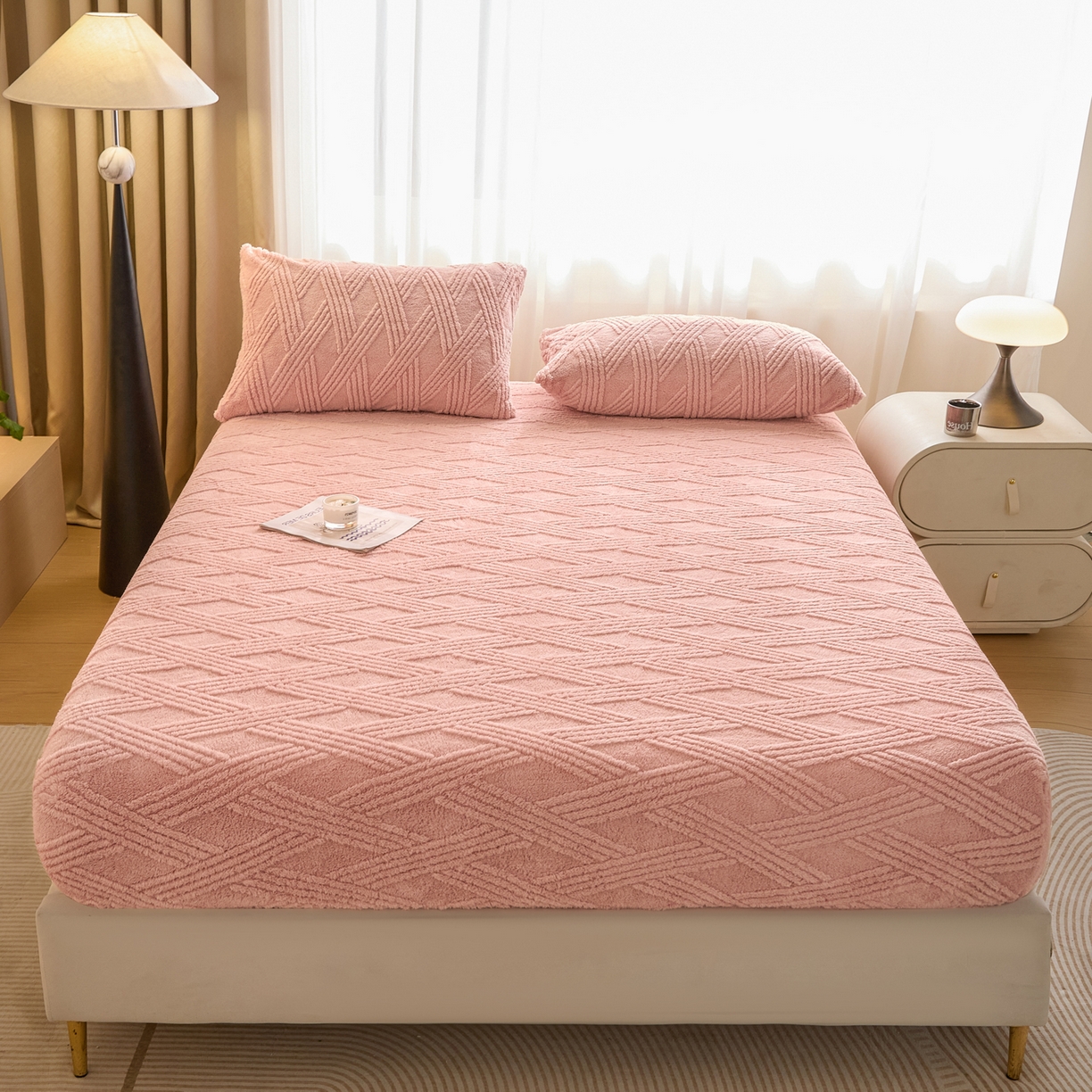 91家纺网 家纺一手货源 找家纺 （总）欧邦 2025新款跨境提花塔芙绒单床笠 床笠单件-素简系列