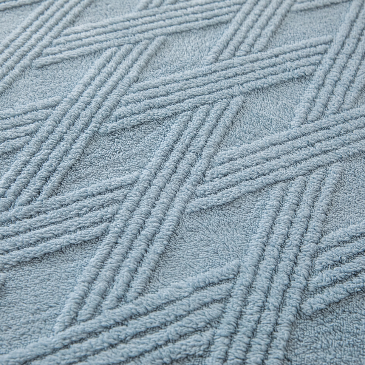 91家纺网 家纺一手货源 找家纺 欧邦 2025新款跨境提花塔芙绒单床笠 床笠单件-素简系列 素简-雾蓝