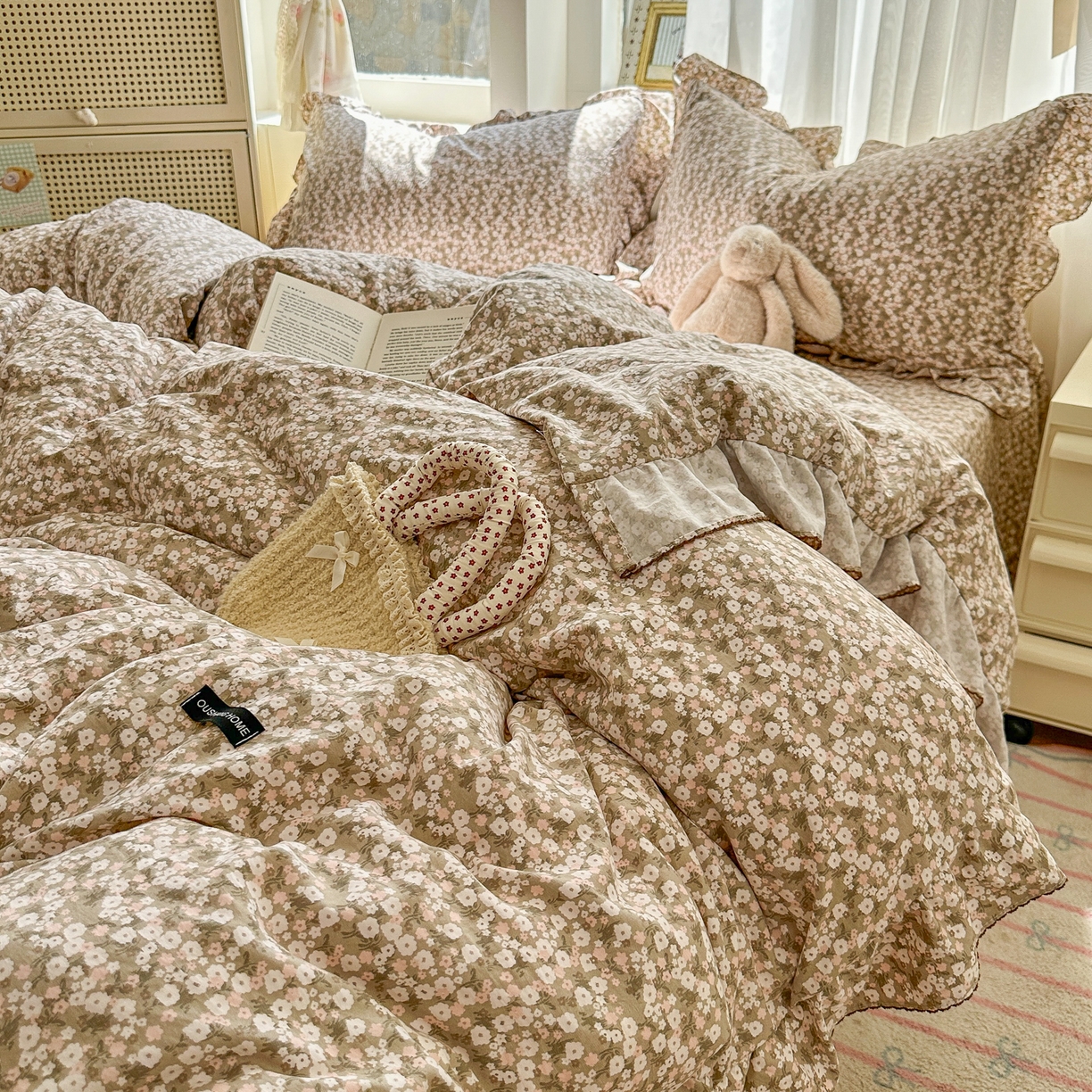 91家纺网 家纺一手货源 找家纺 欧尚 2025新款云柔棉床盖四件套 初恋