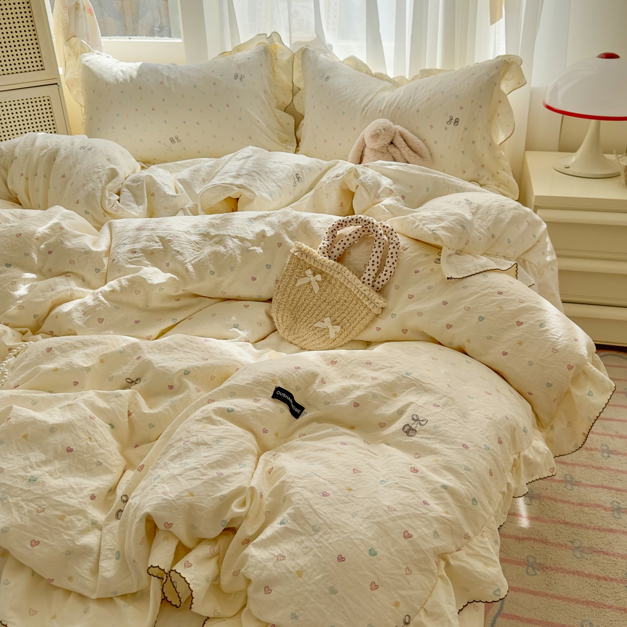 欧尚 2025新款云柔棉床盖四件套 小心心