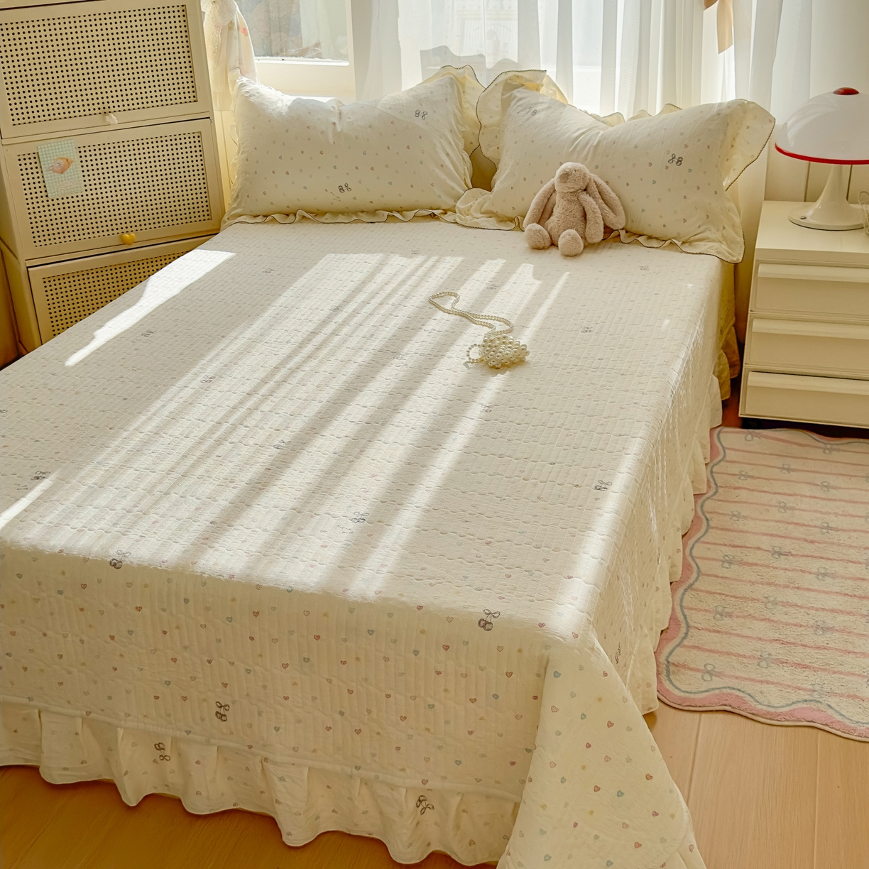 91家纺网 家纺一手货源 找家纺 欧尚 2025新款云柔棉床盖四件套 小心心