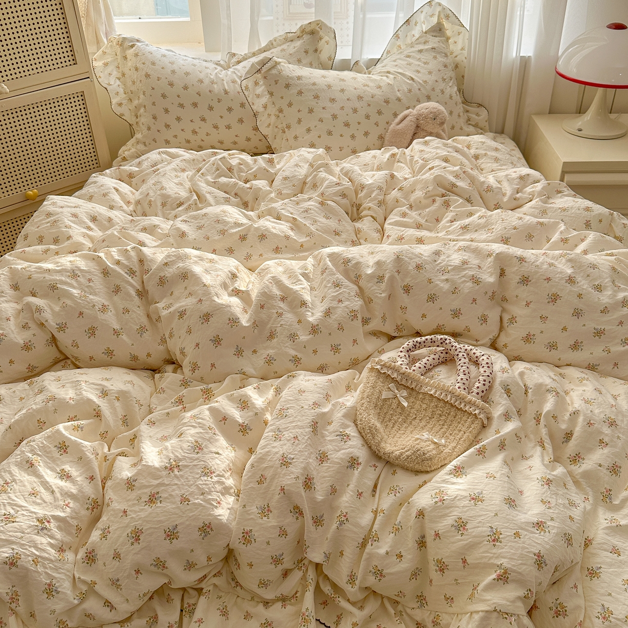 91家纺网 家纺一手货源 找家纺 欧尚 2025新款云柔棉床盖四件套 春芽