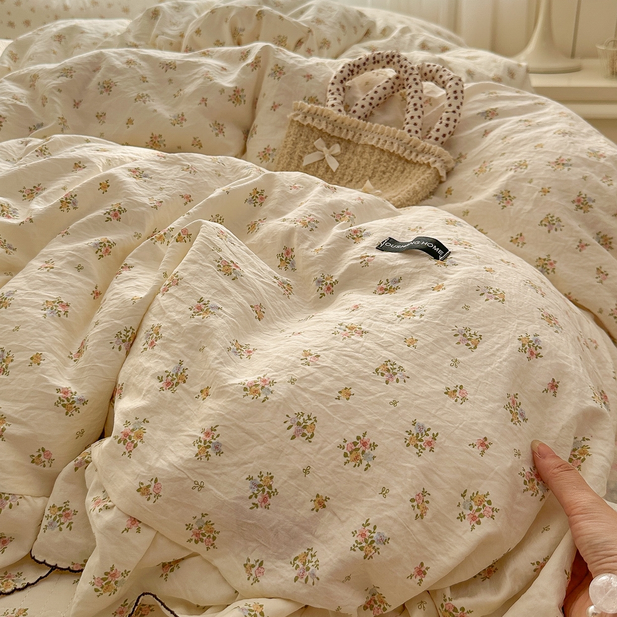 91家纺网 家纺一手货源 找家纺 欧尚 2025新款云柔棉床盖四件套 春芽