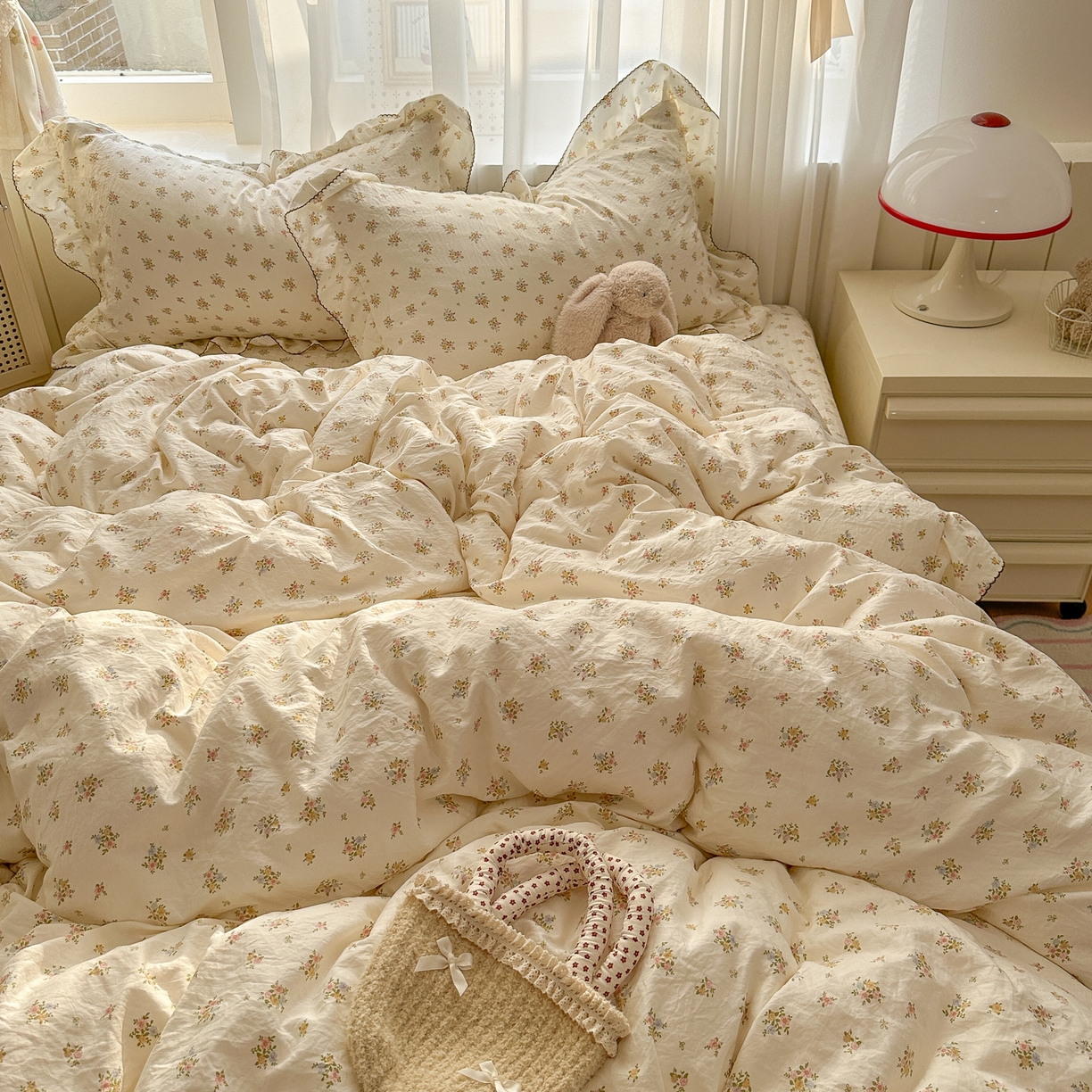 91家纺网 家纺一手货源 找家纺 欧尚 2025新款云柔棉床盖四件套 春芽