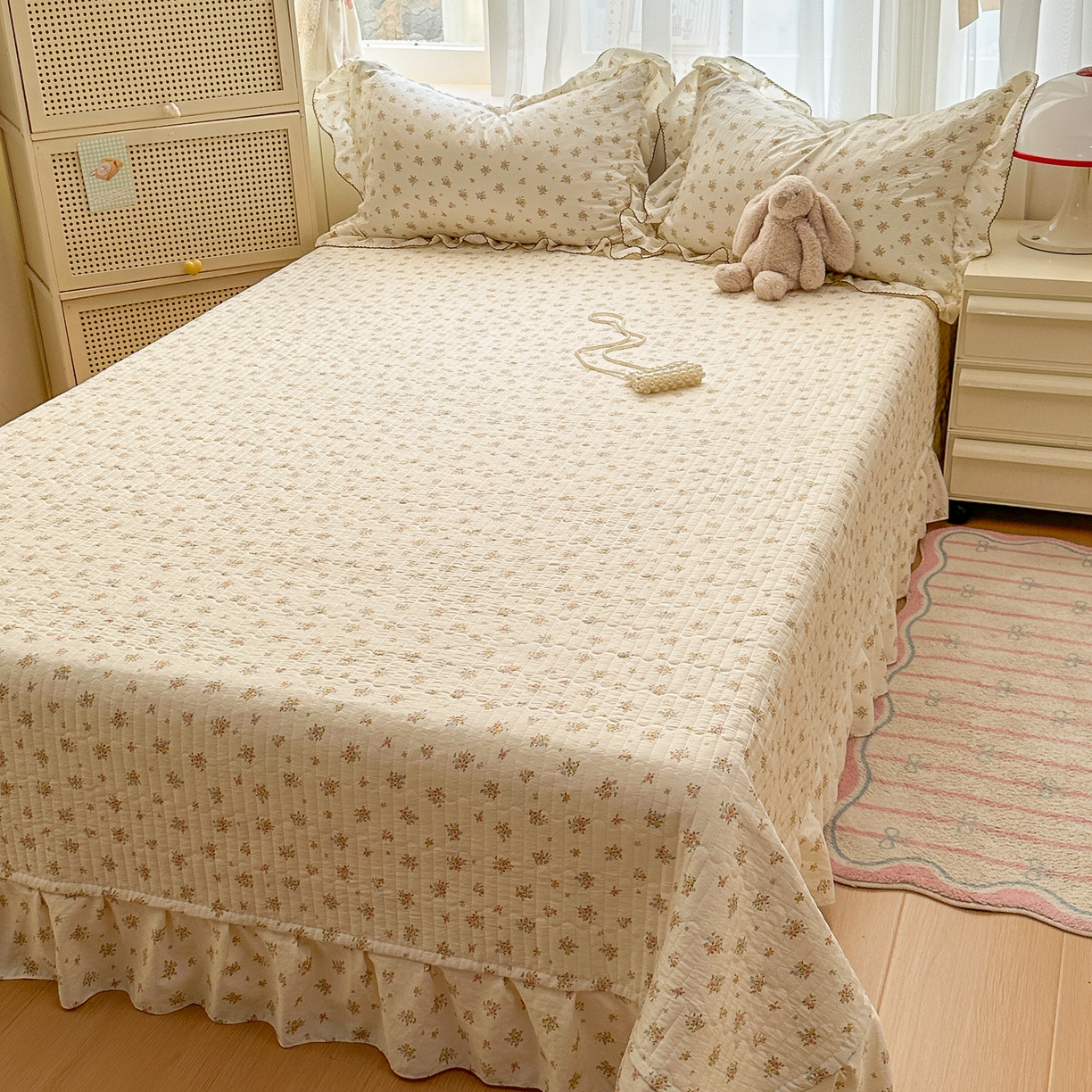 91家纺网 家纺一手货源 找家纺 欧尚 2025新款云柔棉床盖四件套 春芽