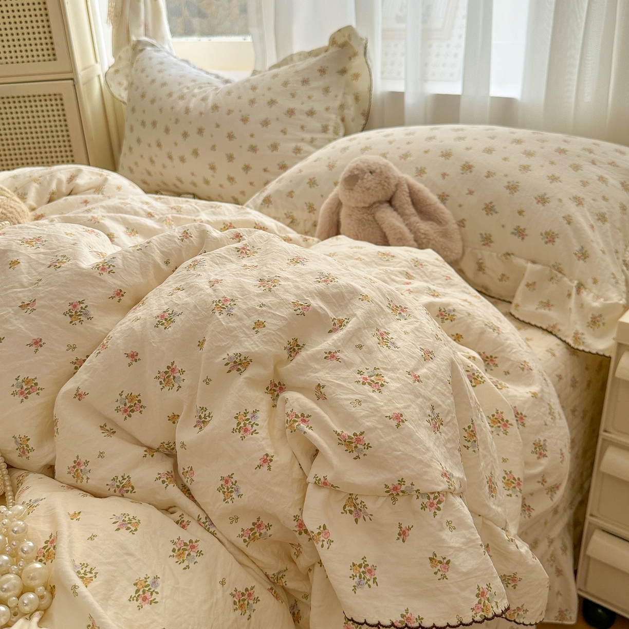 91家纺网 家纺一手货源 找家纺 欧尚 2025新款云柔棉床盖四件套 春芽