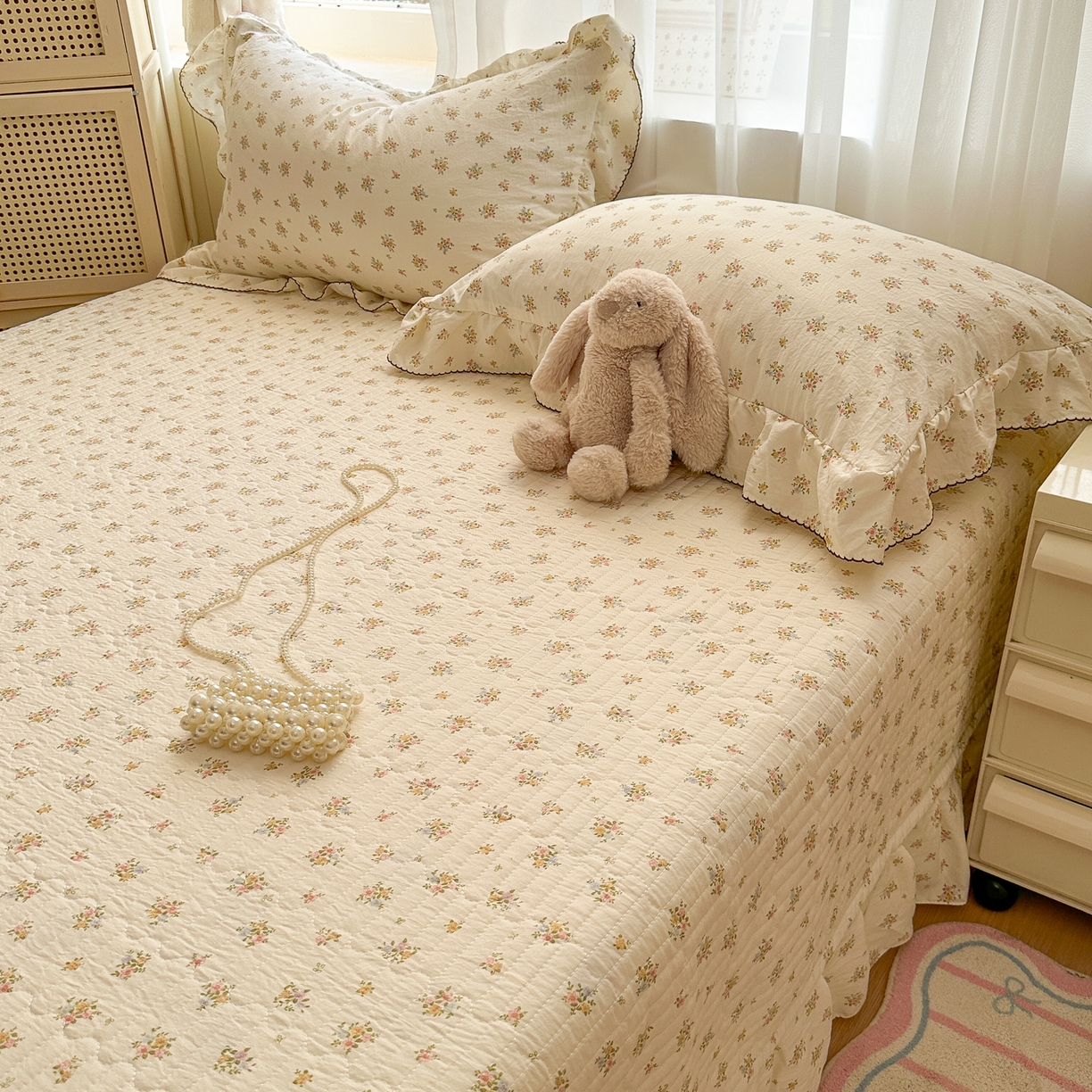 91家纺网 家纺一手货源 找家纺 欧尚 2025新款云柔棉床盖四件套 春芽