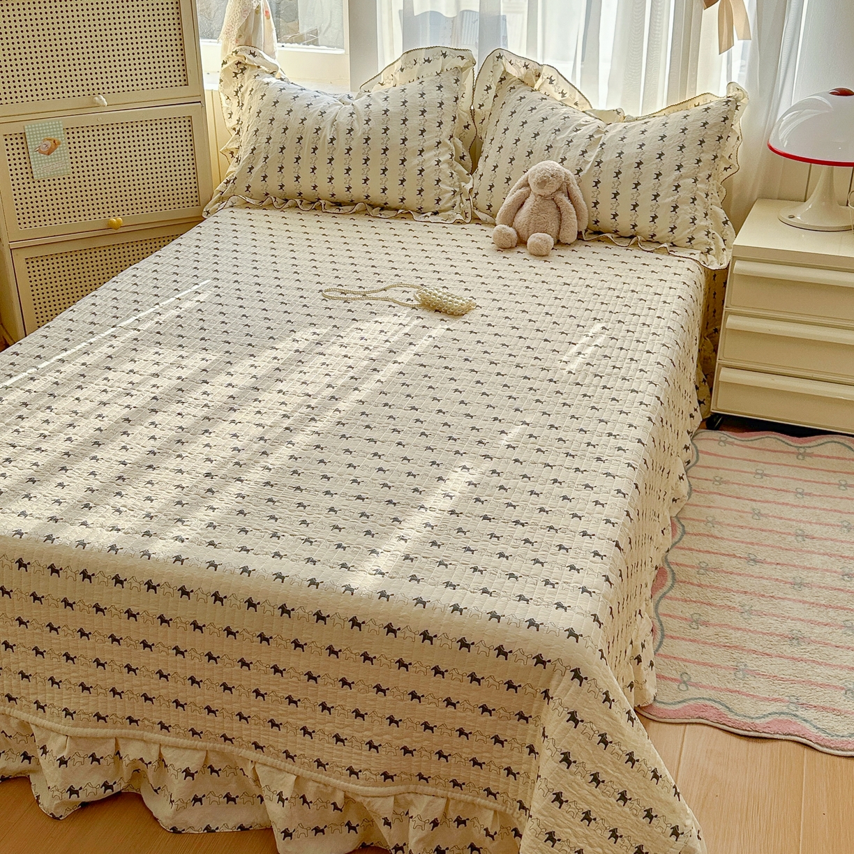 91家纺网 家纺一手货源 找家纺 欧尚 2025新款云柔棉床盖四件套 木马