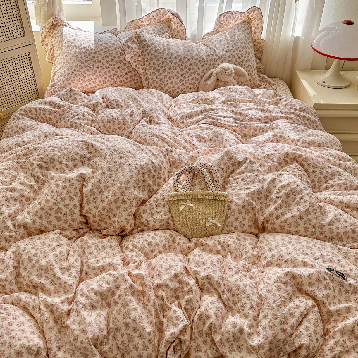 91家纺网 家纺一手货源 找家纺 欧尚 2025新款云柔棉床盖四件套 桃夭夭