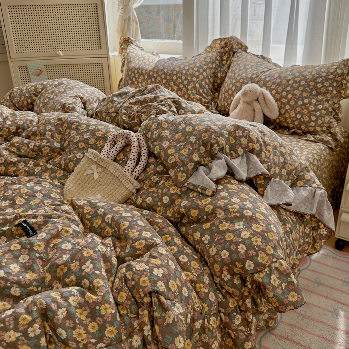 91家纺网 家纺一手货源 找家纺 欧尚 2025新款云柔棉床盖四件套 瑾夕