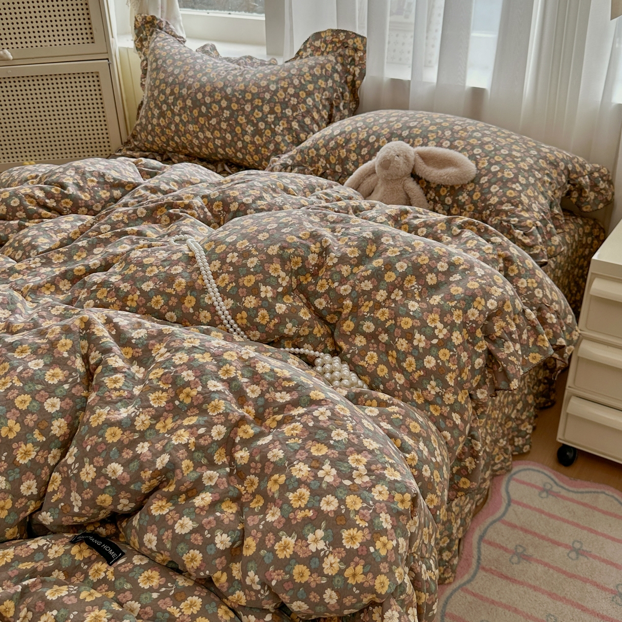 91家纺网 家纺一手货源 找家纺 欧尚 2025新款云柔棉床盖四件套 瑾夕