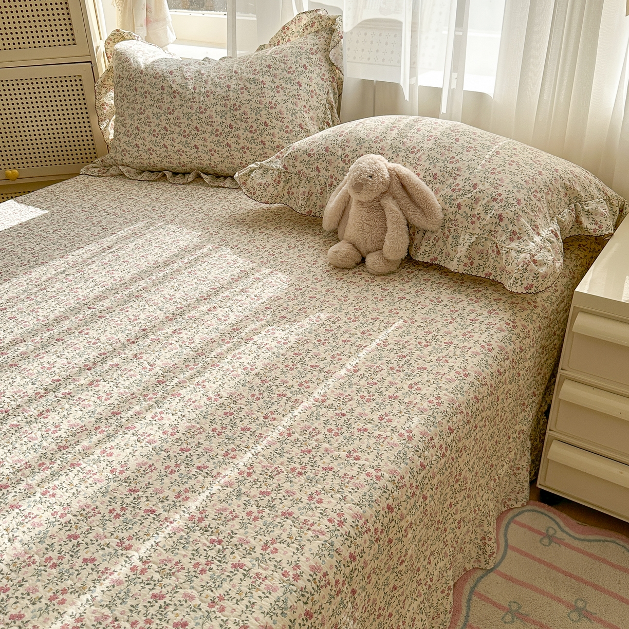 91家纺网 家纺一手货源 找家纺 欧尚 2025新款云柔棉床盖四件套 花枝语